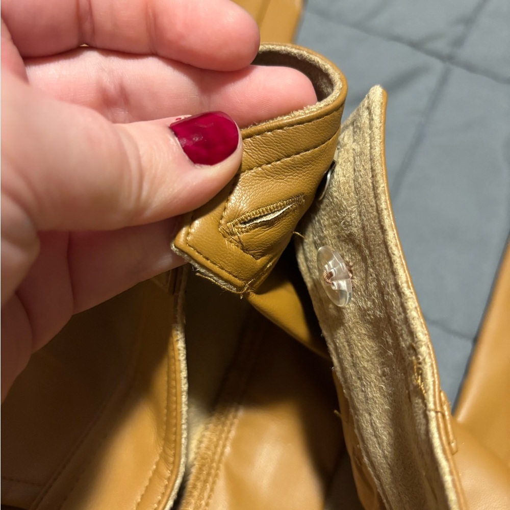 HALOGEN Tan Beige Faux Leather Trousers Womens Size 12 - Picture 8 of 9